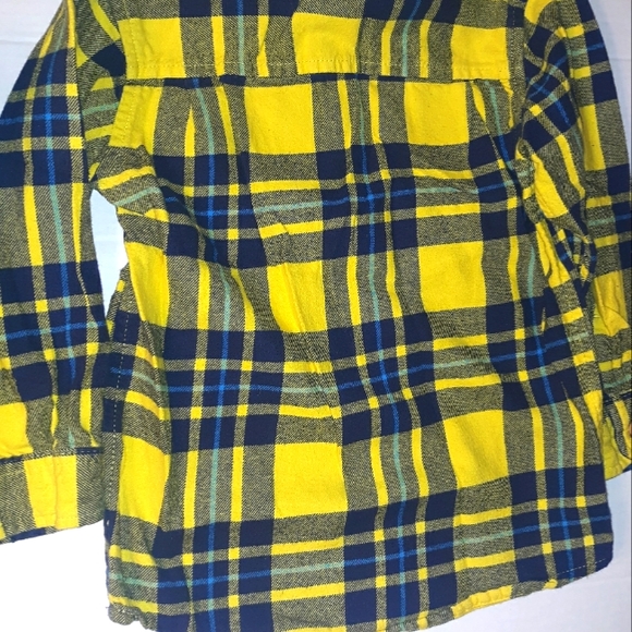 EUC- Osh Kosh B'Gosh Bright Yellow/Blue Flannel - Picture 6 of 10